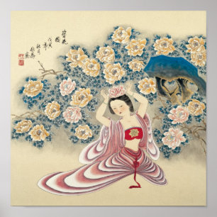 Het dragen van een ventilator in het hoofd poster