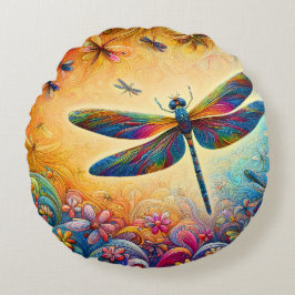 Het Dragonfly's Journey Sierkussen Rond Kussen