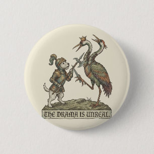 Het drama is onwerkelijk Middeleeuwse Ridder Hond  Ronde Button 5,7 Cm
