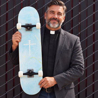 Het Drie Spijkers Kruis Blauwe Marmeren Christelij Skateboard