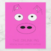 Het Drink varken, aangepaste grappige wijnlabels Wijn Etiket (Enkel label)