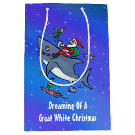 Het dromen van een geweldige White Shark-kerst op  Medium Cadeauzakje