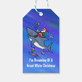 Het dromen van een geweldige witte haai grappige k cadeaulabel