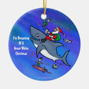 Het dromen van een geweldige witte haaienkerst keramisch ornament