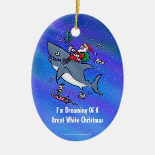 Het dromen van een geweldige witte haaienkerst keramisch ornament