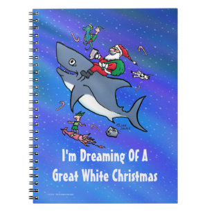 Het dromen van een geweldige witte haaienkerst notitieboek
