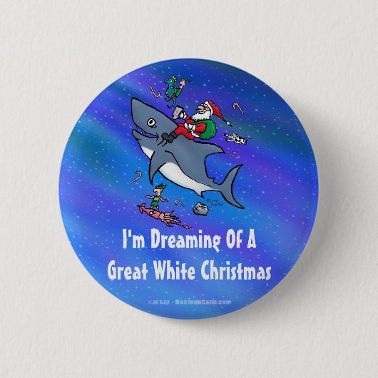 Het dromen van een geweldige witte haaienkerst ronde button 5,7 cm (Voorkant)