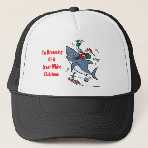 Het dromen van een geweldige witte haaienkerst trucker pet