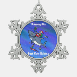 Het dromen van een Great White Kerstsieraad Tin Sneeuwvlok Ornament