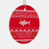 Het dromen van een Great White Xmas Red Ugly Sweat Keramisch Ornament (Rechts)