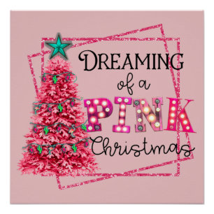 Het dromen van een roze kersttentellamp perfect poster