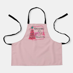 Het dromen van een roze kersttentellamp schort