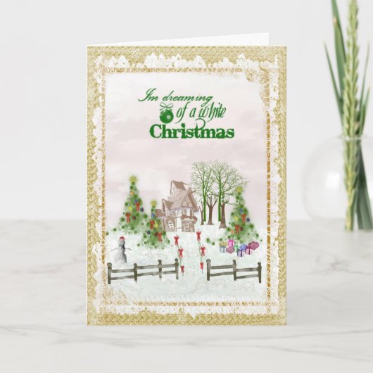 Het dromen van een witte kerst feestdagen kaart (Voorkant)