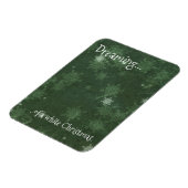 Het dromen van een witte kerstsnowflakes op groen magneet (Linkerzijde)