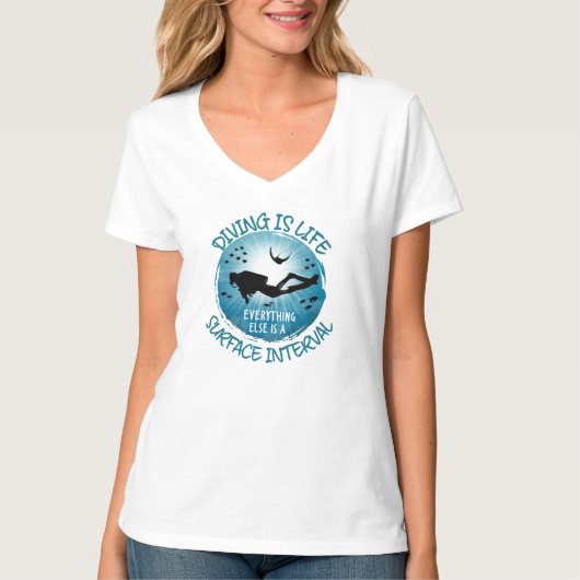 Het duiken is het leven Funny Surface Interval T-shirt (Voorkant)