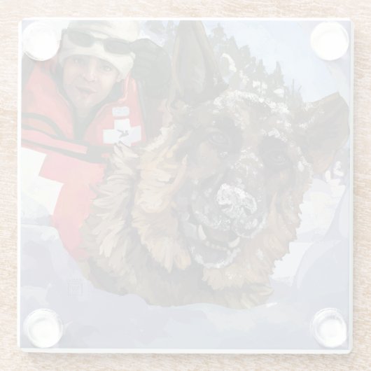 Het Duitse Schapenonderzoek en Redding in de sneeu Glazen Onderzetter (Achterkant)