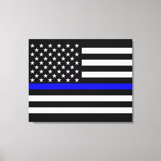Het dun blauw Amerikaanse vlagdecor Canvas Afdruk (Voorkant)