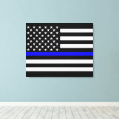 Het dun blauw Amerikaanse vlagdecor Canvas Afdruk (Insitu (Houten vloer))