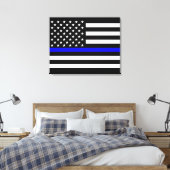 Het dun blauw Amerikaanse vlagdecor Canvas Afdruk (Insitu (Slaapkamer))