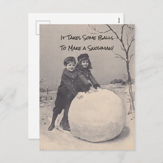 Het duurt een aantal ballen om een sneeuwpop grapp feestdagenkaart (Voorkant / Achterkant)