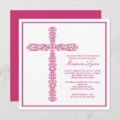 Het dwars Doopsel Inviation van het Meisje van het Kaart (Voorkant / Achterkant)