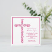 Het dwars Doopsel Inviation van het Meisje van het Kaart (Staand voorkant)