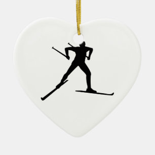Het dwars land ski?en keramisch ornament