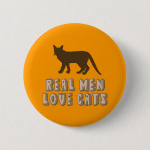 Het echte Man houdt van Katten Ronde Button 5,7 Cm