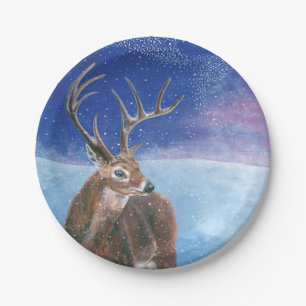 Het edelhert (Cervus elaphus)  Papieren Bordje