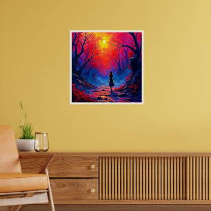 Het eenzame ontwerp van Magical Forest Girl Poster