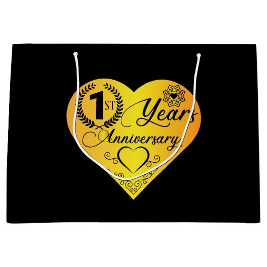 Het eerste jaar Jubileum hart Groot Cadeauzakje (Voorkant)