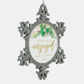 Het eerste kerstcadeautje met Gold Glitter Script  Tin Sneeuwvlok Ornament (Links)