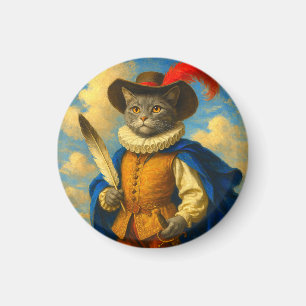 Het eerste mes van de koning Een Musketeer Cat H Magneet