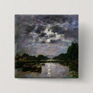 Het effect van de maan, 1891 (olie op canvas) vierkante button 5,1 cm