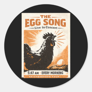 Het Eierenlied Grappige Gekke Ckyard Kippenvrouw H Ronde Sticker