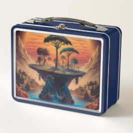 Het eiland bij zonsondergang.