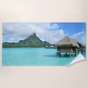 Het eiland Bora Bora en zijn toevlucht tot de blau Strandlaken