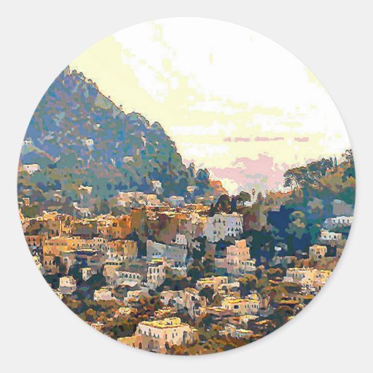 Het eiland Capri Ronde Sticker (Voorkant)