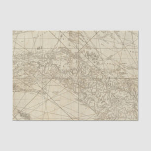 Het eiland Cuba met een deel van de Bahama-banken Tissuepapier