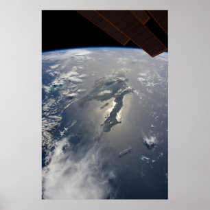 Het eiland Hispaniola met Sunglin Poster