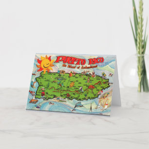 Het eiland Puerto Rico wenskaart Kaart