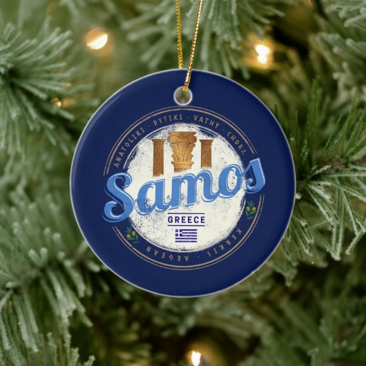 Het eiland Samos in Griekenland heeft de vakantie Keramisch Ornament (Boom)