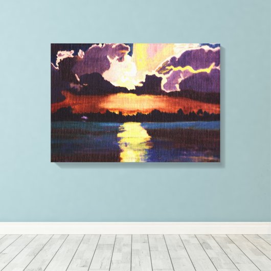 HET EILAND ZONSONDERGANG canvas schilderij (Insitu (Houten vloer))