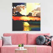 HET EILAND ZONSONDERGANG canvas schilderij (Insitu (Woonkamer))