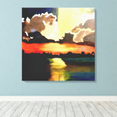 HET EILAND ZONSONDERGANG canvas schilderij Afdruk (Insitu (Houten vloer))