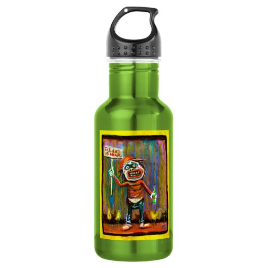 Het eind is dichtbij waterfles  (Voorkant)