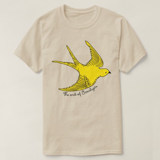 Het einde van de paralyse gele vogel t-shirt (Design voorkant)