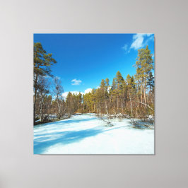 het einde van de winter in de finse lente canvas afdruk