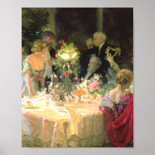 Het einde van het diner 1913 door Jules Alexandre Poster