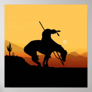 Het einde van het Trail Sihouette op het Sunset Po Poster